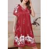 image:imageEkouaer Women Robe Zipper Front Mumu Duster Robes Zip Up Housecoat Soft Sleepwear with PocketsWine Red Floral