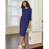 image:imageEkouaer Women Robe Zippered 34 Sleeve Knit Bathrobe Soft Full Length Loungewear Robes with Pockets