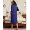 image:imageEkouaer Women Robe Zippered 34 Sleeve Knit Bathrobe Soft Full Length Loungewear Robes with Pockets