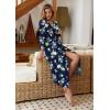 image:imageEkouaer Women Robes Long Knit Bathrobe Lightweight Soft Kimono Robes Casual Ladies Loungewear with Pockets01navy Blue Floral