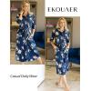 image:imageEkouaer Women Robes Long Knit Bathrobe Lightweight Soft Kimono Robes Casual Ladies Loungewear with Pockets01navy Blue Floral