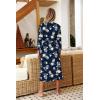 image:imageEkouaer Women Robes Long Knit Bathrobe Lightweight Soft Kimono Robes Casual Ladies Loungewear with Pockets01navy Blue Floral