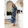 image:imageEkouaer Women Robes Long Knit Bathrobe Lightweight Soft Kimono Robes Casual Ladies Loungewear with Pockets01navy Blue Floral
