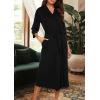 image:imageEkouaer Women Robes Long Knit Bathrobe Lightweight Soft Kimono Robes Casual Ladies Loungewear with PocketsBlack