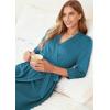 image:imageEkouaer Women Robes Long Knit Bathrobe Lightweight Soft Kimono Robes Casual Ladies Loungewear with PocketsBlue Green