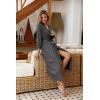 image:imageEkouaer Women Robes Long Knit Bathrobe Lightweight Soft Kimono Robes Casual Ladies Loungewear with PocketsGrey