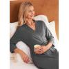 image:imageEkouaer Women Robes Long Knit Bathrobe Lightweight Soft Kimono Robes Casual Ladies Loungewear with PocketsGrey
