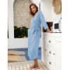 image:imageEkouaer Women Robes Long Knit Bathrobe Lightweight Soft Kimono Robes Casual Ladies Loungewear with PocketsLight Blue