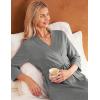 image:imageEkouaer Women Robes Long Knit Bathrobe Lightweight Soft Kimono Robes Casual Ladies Loungewear with PocketsLight Grey