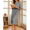 image:imageEkouaer Women Robes Long Knit Bathrobe Lightweight Soft Kimono Robes Casual Ladies Loungewear with PocketsLight Grey