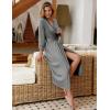 image:imageEkouaer Women Robes Long Knit Bathrobe Lightweight Soft Kimono Robes Casual Ladies Loungewear with PocketsLight Grey