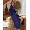 image:imageEkouaer Women Robes Long Knit Bathrobe Lightweight Soft Kimono Robes Casual Ladies Loungewear with PocketsNavy Blue