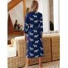 image:imageEkouaer Women Robes Long Knit Bathrobe Lightweight Soft Kimono Robes Casual Ladies Loungewear with PocketsNavy Zebra