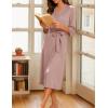 image:imageEkouaer Women Robes Long Knit Bathrobe Lightweight Soft Kimono Robes Casual Ladies Loungewear with PocketsPink