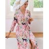 image:imageEkouaer Women Robes Long Knit Bathrobe Lightweight Soft Kimono Robes Casual Ladies Loungewear with PocketsPink Tiger
