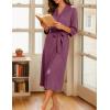 image:imageEkouaer Women Robes Long Knit Bathrobe Lightweight Soft Kimono Robes Casual Ladies Loungewear with PocketsPurple Red