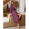 image:imageEkouaer Women Robes Long Knit Bathrobe Lightweight Soft Kimono Robes Casual Ladies Loungewear with PocketsPurple Red