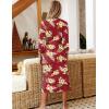 image:imageEkouaer Women Robes Long Knit Bathrobe Lightweight Soft Kimono Robes Casual Ladies Loungewear with PocketsRed Floral