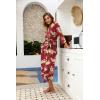 image:imageEkouaer Women Robes Long Knit Bathrobe Lightweight Soft Kimono Robes Casual Ladies Loungewear with PocketsRed Floral