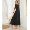 image:imageEkouaer Women Robes Zipper Front Short Sleeve Full Length Housecoat with Pockets Loungewear S4XLBblack