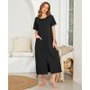 image:imageEkouaer Women Robes Zipper Front Short Sleeve Full Length Housecoat with Pockets Loungewear S4XLBblack