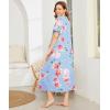 image:imageEkouaer Women Robes Zipper Front Short Sleeve Full Length Housecoat with Pockets Loungewear S4XLBblue Fower