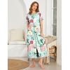 image:imageEkouaer Women Robes Zipper Front Short Sleeve Full Length Housecoat with Pockets Loungewear S4XLBgreen Flower