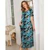 image:imageEkouaer Women Robes Zipper Front Short Sleeve Full Length Housecoat with Pockets Loungewear S4XLBlack Leaf