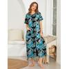 image:imageEkouaer Women Robes Zipper Front Short Sleeve Full Length Housecoat with Pockets Loungewear S4XLBlack Leaf
