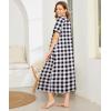 image:imageEkouaer Women Robes Zipper Front Short Sleeve Full Length Housecoat with Pockets Loungewear S4XLBlack Plaid