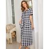 image:imageEkouaer Women Robes Zipper Front Short Sleeve Full Length Housecoat with Pockets Loungewear S4XLBlack Plaid