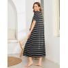 image:imageEkouaer Women Robes Zipper Front Short Sleeve Full Length Housecoat with Pockets Loungewear S4XLBlack Stripes