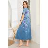 image:imageEkouaer Women Robes Zipper Front Short Sleeve Full Length Housecoat with Pockets Loungewear S4XLBlue Continuous Flowers