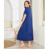 image:imageEkouaer Women Robes Zipper Front Short Sleeve Full Length Housecoat with Pockets Loungewear S4XLBlue Sapphire