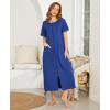 image:imageEkouaer Women Robes Zipper Front Short Sleeve Full Length Housecoat with Pockets Loungewear S4XLBlue Sapphire
