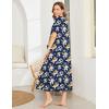 image:imageEkouaer Women Robes Zipper Front Short Sleeve Full Length Housecoat with Pockets Loungewear S4XLCyellow Flower