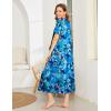 image:imageEkouaer Women Robes Zipper Front Short Sleeve Full Length Housecoat with Pockets Loungewear S4XLDark Blue Fower