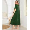 image:imageEkouaer Women Robes Zipper Front Short Sleeve Full Length Housecoat with Pockets Loungewear S4XLDark Green
