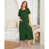 image:imageEkouaer Women Robes Zipper Front Short Sleeve Full Length Housecoat with Pockets Loungewear S4XLDark Green