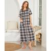 image:imageEkouaer Women Robes Zipper Front Short Sleeve Full Length Housecoat with Pockets Loungewear S4XLGray Plaid