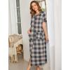 image:imageEkouaer Women Robes Zipper Front Short Sleeve Full Length Housecoat with Pockets Loungewear S4XLGray Plaid