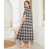 image:imageEkouaer Women Robes Zipper Front Short Sleeve Full Length Housecoat with Pockets Loungewear S4XLGray Plaid