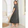 image:imageEkouaer Women Robes Zipper Front Short Sleeve Full Length Housecoat with Pockets Loungewear S4XLGrey