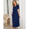 image:imageEkouaer Women Robes Zipper Front Short Sleeve Full Length Housecoat with Pockets Loungewear S4XLNavy Blue