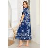 image:imageEkouaer Women Robes Zipper Front Short Sleeve Full Length Housecoat with Pockets Loungewear S4XLNavy Blue White Flowers