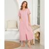 image:imageEkouaer Women Robes Zipper Front Short Sleeve Full Length Housecoat with Pockets Loungewear S4XLPink