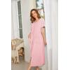 image:imageEkouaer Women Robes Zipper Front Short Sleeve Full Length Housecoat with Pockets Loungewear S4XLPink