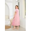 image:imageEkouaer Women Robes Zipper Front Short Sleeve Full Length Housecoat with Pockets Loungewear S4XLPink