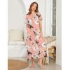 image:imageEkouaer Women Robes Zipper Front Short Sleeve Full Length Housecoat with Pockets Loungewear S4XLPink Fower