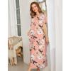 image:imageEkouaer Women Robes Zipper Front Short Sleeve Full Length Housecoat with Pockets Loungewear S4XLPink Fower